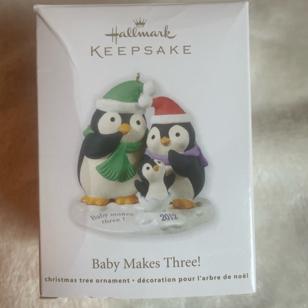 Hallmark Keepsake Baby‎ Makes Three Penguin Ornament in Box, 2012